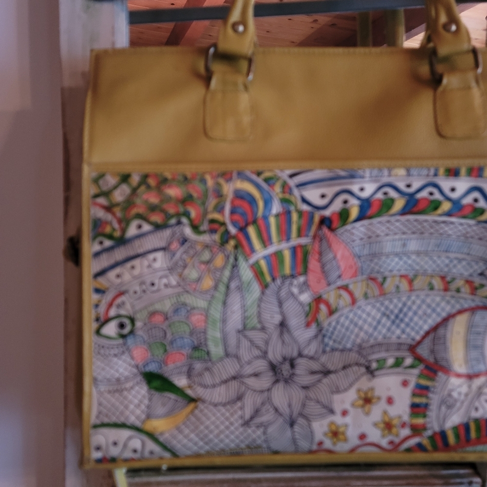 MAYA calf skin Leather Tote Colorful Patterned Tote Bag